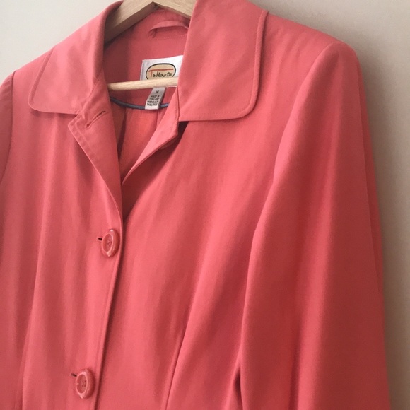 Talbots Coral Button Up Rain Trench Coat Size M - Picture 4 of 17